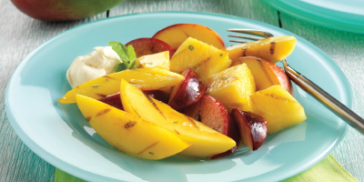 Mango y ciruela a la parrilla