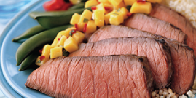 bistec a la barbacoa y mango