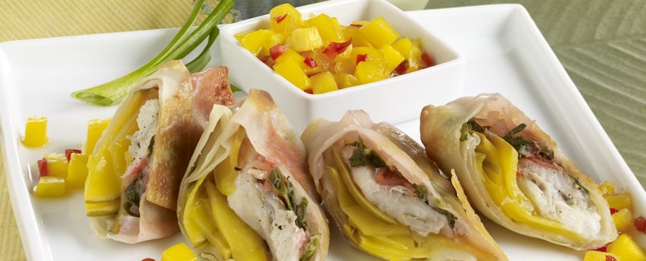 Crispy Mango Fish Rolls