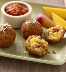 Fresh Mango & Lobster Arancini with Charred Mango-Tomato Dipping Sauce