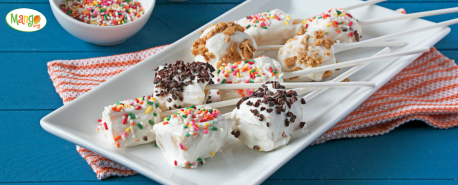 Frozen Yogurt-Dipped Mango Pops