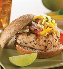 Grilled Mahi Mahi Sandwich with Mango Slaw