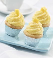 Mini Vanilla Cupcakes with Mango Buttercream