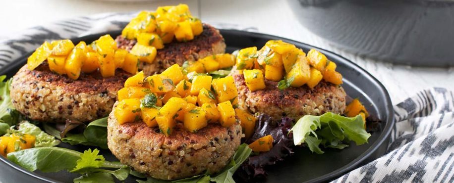 Quinoa Burgers with Mango Curry Relish