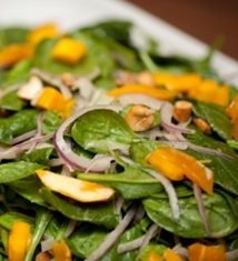 Spinach Salad with Mango Vinaigrette and Cashews