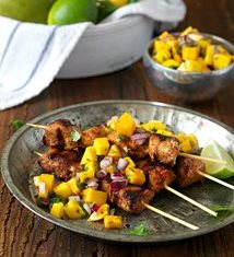 Ayesha Curry's Jerk Rubbed Chicken Skewers with Mango Salsa