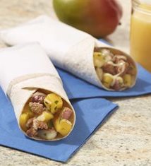 Mango, Sausage and Potato Breakfast Burritos