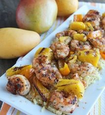 Blackened Shrimp Skewers with Coconut Mango Pilaf