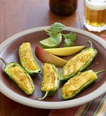 Mango Manchego Stuffed Jalapenos with Curry Cornmeal Crunch