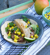 Carne Asada Tacos with Mango Salsa