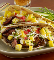 Apricot Chili Marinated Lamb Tacos with Mango Jicama Slaw