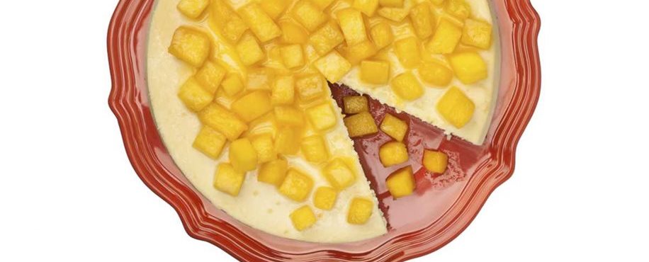 Cheesecake Topped with Diced Mango