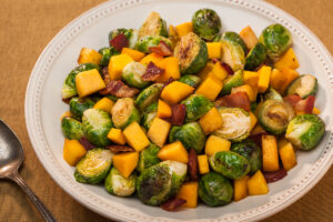 Brussel Sprouts with Mango and Bacon