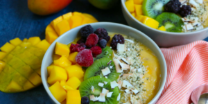 Bowl of Fruit with Mango Kiwi and Berries