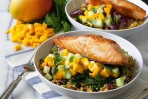 Curried Salmon Quinoa and Mango Bowl