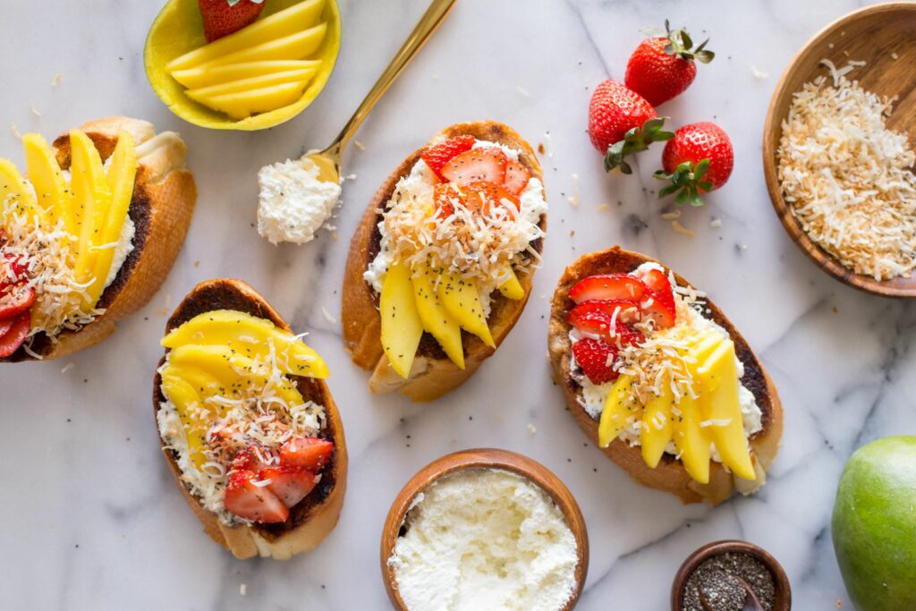 Strawberry Cinnamon Coconut Mango Toast