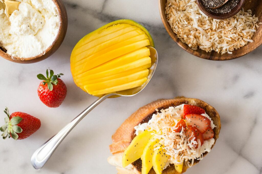 Strawberry Cinnamon Coconut Mango Toast