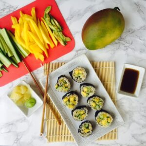 Vegan Mango Avocado Cucumber Sushi