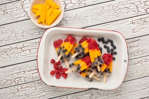 Summer mango recipes - platter of mango berry popsicles 