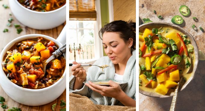 Collage de recetas de sopa de mango