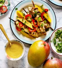 Grilled Chicken Kabob with Mango Tahini Sauce