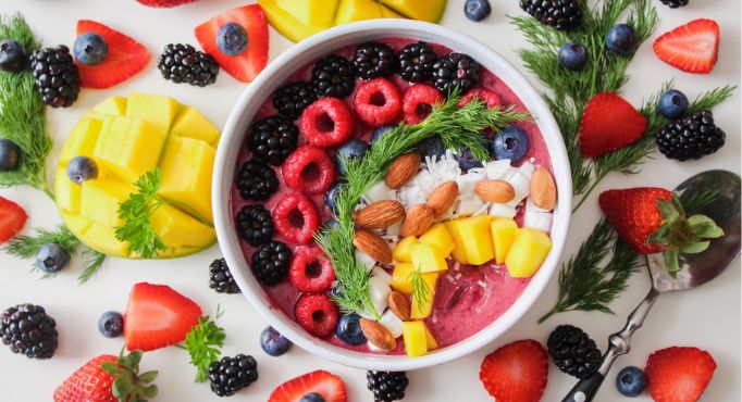 Mango Smoothie Bowl with fruits