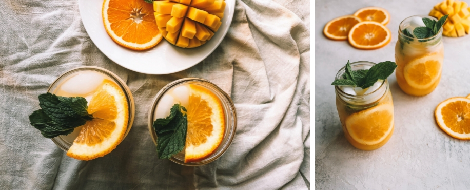 Encabezado de Spritz de Mango y Naranja