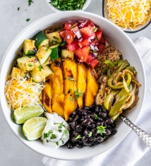 Veggie Burrito Bowls with Grilled Mango Teaser