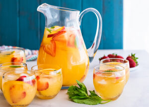 Sparkling mango strawberry sangria