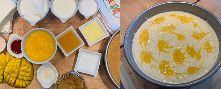 tarta de queso y mango sin horno