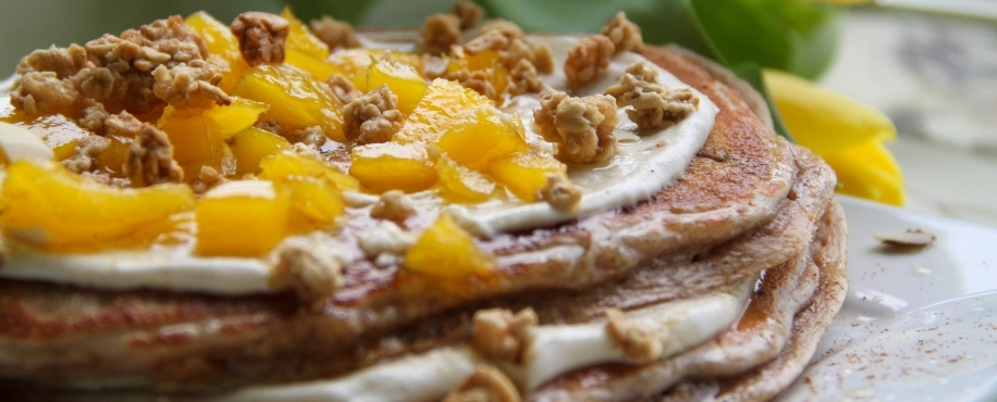 Mango Pancakes with Mango Citrus Syrup