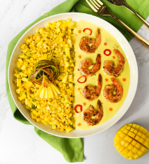 Mango shrimp curry with Mango Cauliflower Rice 