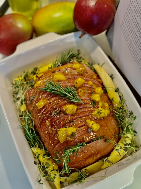Mango Glazed Ham with Roasted Veggies