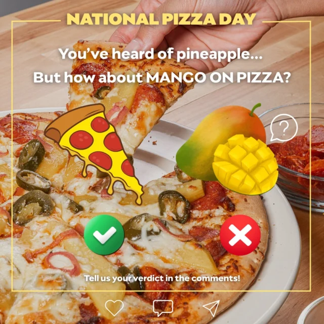 Happy National Pizza Day! 🍕 

Would you add mango as a topping on your pizza? 

🥭 Try something new and check out some of our mango pizza recipes (link in bio!)

#Mango #Pizza #NationalPizzaDay