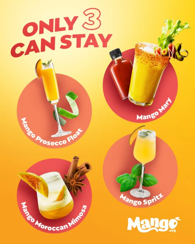 Fresh mango cocktails are meant for sharing (especially today, on National Cocktail Day!), with bright, joyful flavors to match. 🥭🍹​

One must go. Which three are you picking?​

#mango #top3 #mangorecipes #mangococktails​