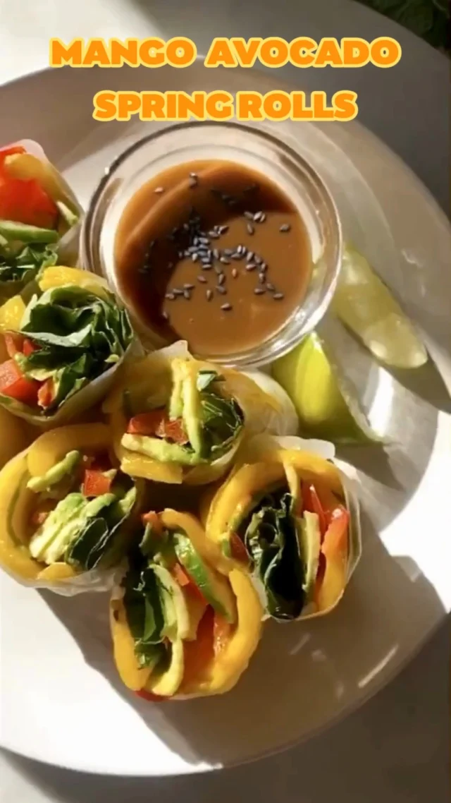 Mango Avocado Spring Rolls: The ultimate refresh. 🥭🥑✨

Crunchy veggies, creamy avocado, and sweet mango wrapped in rice paper with fresh herbs. 

Find recipe in bio! #MangoRecipes #SpringRolls #HealthySnacks #PlantBased #AvocadoLover #FreshEats #EasyRecipes